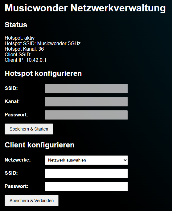Netzwerkverwaltung mit Hotspot- und Client-Konfiguration